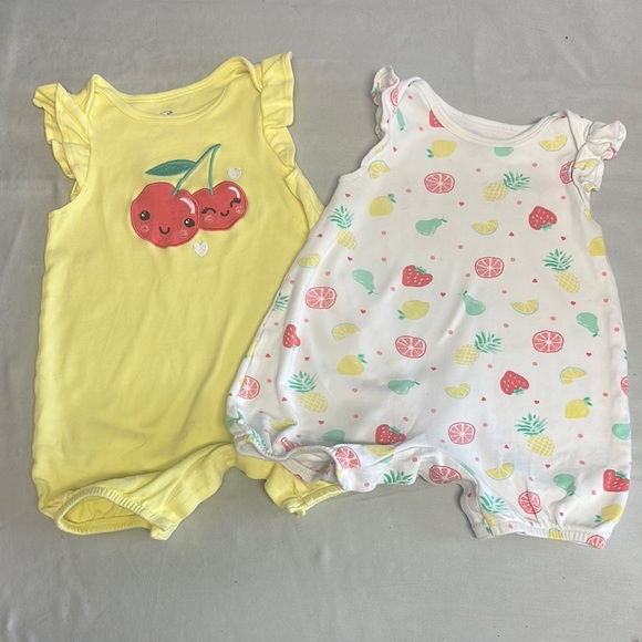 Rococo - pair of sleeveless Baby Rompers - Picture 1 of 3
